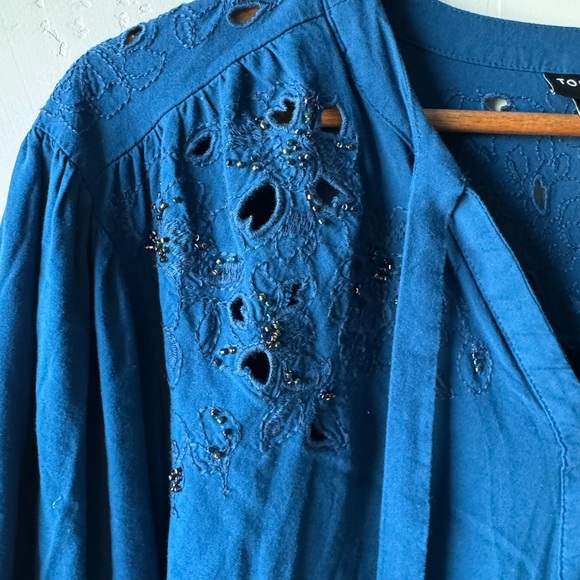 Torrid Blue Embroidered Blouse - Picture 5 of 10